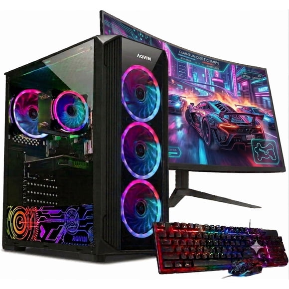 Gaming PC - Intel Core i7 Processor - 32GB DDR4 RAM - 1TB SSD - GeForce RTX 5060 DDR7 - 27" inch Gaming Monitor - Windows 11 Pro - WiFi