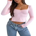 thumbnail image 2 of Solid Slit Crop Top Streetwear for Women, 2 of 6