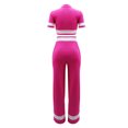 thumbnail image 4 of Hauts à Manches Courtes pour Femmes Mode Été Col Rond Couleur Unie Décontracté Ensemble Haut à Manches Courtes + Pantalon Léger Pantalons d'Été Femmes Hauts à Manches Courtes pour Femmes, 4 of 8