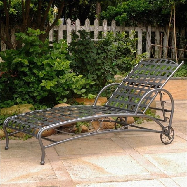 Pemberley Chaise Longue de Patio Rectangulaire en Fer Étain Résistante aux Intempéries 73 Pouces Non Assemblée