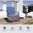 thumbnail image 4 of Outsunny Wicker Rocking Chair with Soft Cushion Adjustable Footrest Blue, 4 of 9