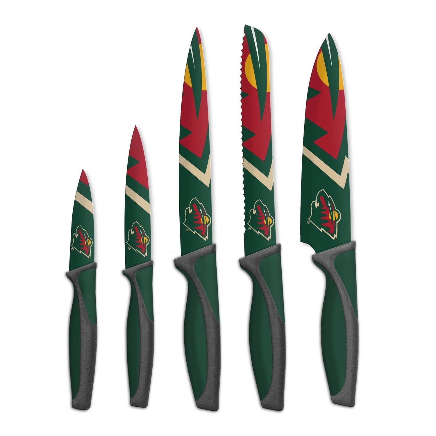 OFFICIALLY LICENSED NHL 5 KNIFE SET MINNESOTA WILDS