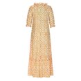 thumbnail image 4 of Penkiiy Robe d'Été Boho pour Femmes 2024 à Manches Courtes à Volants avec Franges, Col en V, Volantée, Ligne A, Maxi, m Jaune, 4 of 7