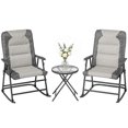 thumbnail image 1 of Outsunny 3pc Patio Foldable Rocking Chair Set, Light Grey, 1 of 10