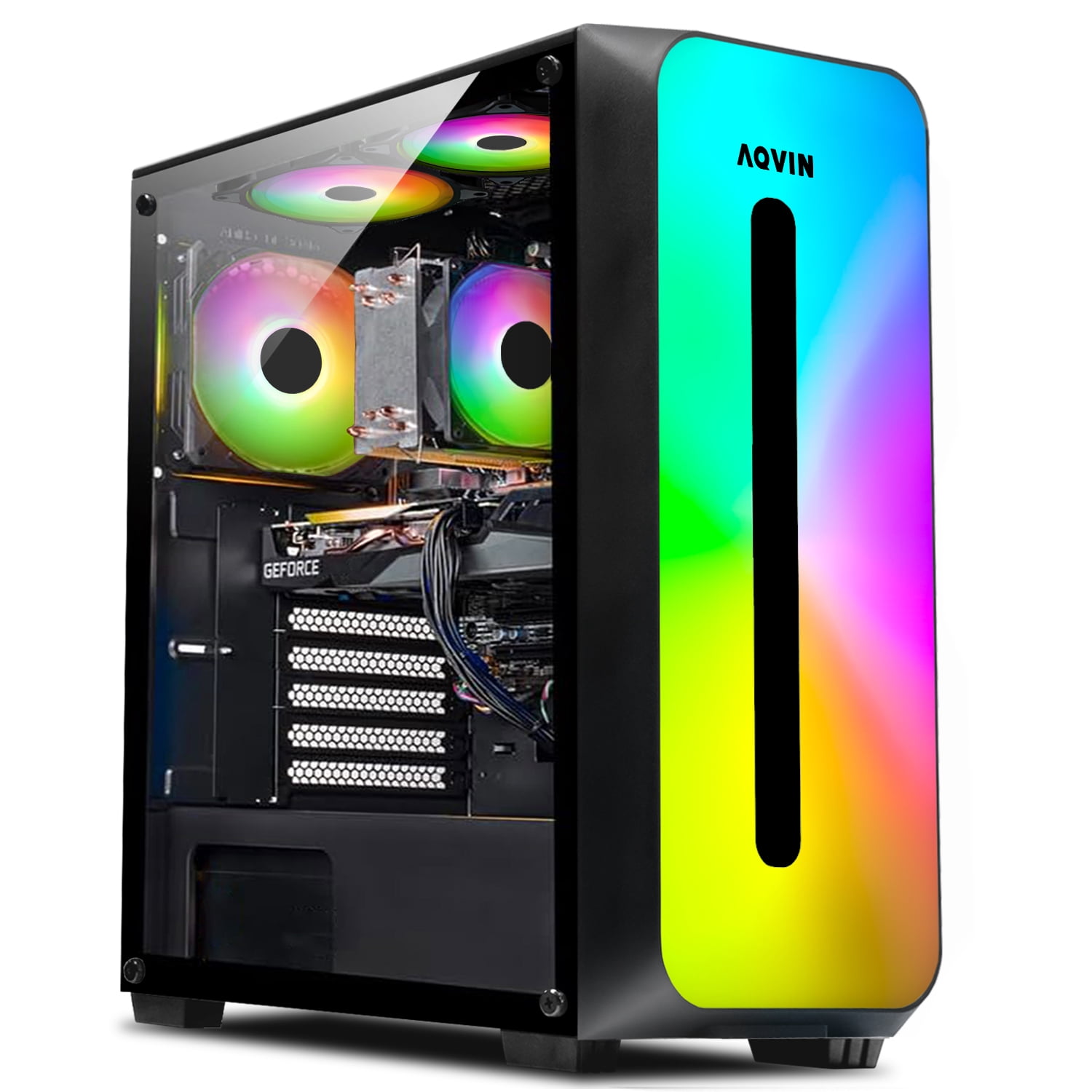 AQVIN - AQB60 Gaming Desktop Computer PC - Tower | Core i7 | RTX 3050 6GB | New 1TB SSD | 32GB DDR4 RAM | Windows 11 Pro | Gaming Keyboard and Mouse - Black/ RGB Lights