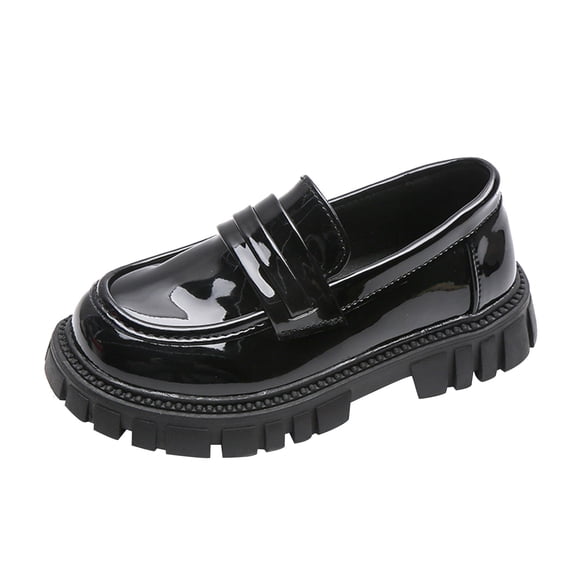 NOKIO Girls Slip On Loafe𝑟s School Uniform Shoes Church Dress Footwear Leather Oxfords Non-Slip Sole Comfortable Casual Flats for Kids Formal Everyday Wear