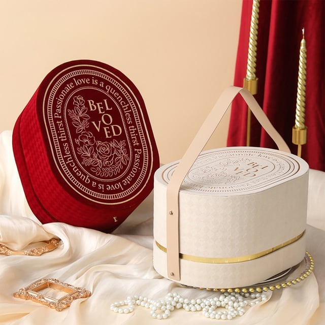 MTBLYS Souvenir Gift Box Velvet Hand Box Wedding Candy Box Holiday Gift Packaging 1 Pc Polyester White Wine 8.07X5.51X5.11 In Festival Use