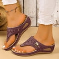 thumbnail image 2 of Orthopedic Wedge Slides Sandals for Women Wide Width Comfortable Leather Arch Support Walking Flip Flops, 2 of 5