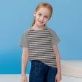 thumbnail image 2 of Économies d'Été! SROBPTY T-Shirts à Manches Courtes pour Tout-Petits, Garçons Tout-Petits Mode Col Rond à Rayures Imprimé Manches Courtes Gris, 13 Ans, 2 of 5