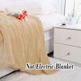 thumbnail image 2 of PiccoCasa 1 Pcs Home Warm Soft Microplush Fleece Solid Throw Blanket Camel Color 70" x 78", 2 of 10