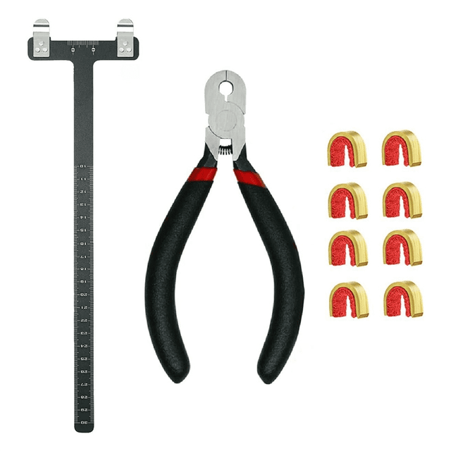 Ensemble de Points d'Encoche de Ficelle avec T Règle Carrée Pince à Boucle d'Encoche et 8 Pcs Ensemble de Boucle d'Encoche, Noir