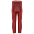 thumbnail image 3 of MSemis Girls Jazz Dance Leggings Metallic Ribbed Elastic Waistband Solid Color Toursers for Hip-hop Performance Red 150, 3 of 7