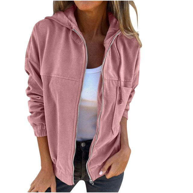 Posijego Veste de Mode pour Femmes Automne Hiver Tendance à Manches Longues avec Capuche et Poches