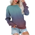 thumbnail image 1 of Lmnyox Chandails à Col Rond pour Femmes, Mode Décontractée, Imprimé, Manches Longues, Chandails à Enfiler avec Poche, Chemises Basiques Amples, 1 of 6