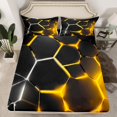 thumbnail image 2 of Erosebridal Abstract Ombre Twin Sheet Sets, Futuristic Striped Bedding Twin Size, Geometry Honeycomb Decor,, 2 of 7