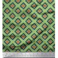 thumbnail image 1 of Soimoi Green Cotton Voile Fabric Square & Triangle Geometric Print Fabric by Yard 56 Inch Wide, 1 of 3