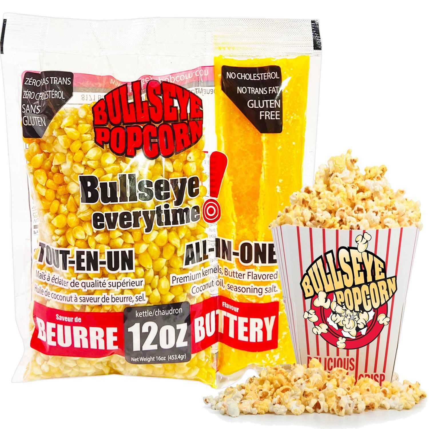 BullsEye Popcorn Boite de 12 sachets pré-mélangé de popcorn 12oz