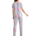 thumbnail image 3 of Innerwin Pajamas Set Plaid Printed Ladies Sleepwear Home Color Block Basic Nightwear Powder During L, 3 of 4