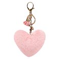 thumbnail image 1 of Women Heart Shaped Keychain Creative Fashion Pom Pom Key Ring Fluffy Car Charm, 1 of 10