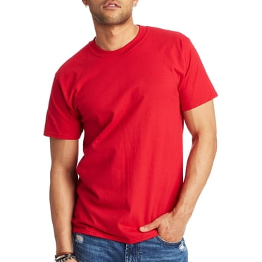 Hanes T-Shirt Classique à Col Rond en Coton pour Hommes Beefy-T, TG, Rouge Foncé