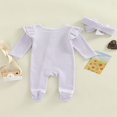 thumbnail image 4 of Combinaison pour Bébé Fille à Manches Longues avec Fermeture Éclair, Volants, Patchwork, Décontractée, Fête, Rue, Printemps, Combinaison + Bandeau, 4 of 7