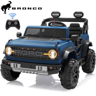 24V 2 Seater Ride on Cars for Big Kids, Licensed Ford Bronco Raptor Powered Ride on Toy Truck with Remote Control, Spring Suspension, Bluetooth, LED Light, Electric Car for Kids 3-8 Boys Girls, Blue