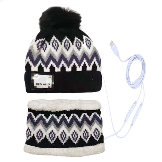 QTBIUQ USB Heated Hat and Scarf Set USB Smart Charging Neck Protector Winter Women Plus Cold Warmth Heating Hat Scarf Set