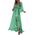 thumbnail image 1 of Women Maxi Dress Long Holiday Boho Paisley Print Slit Striped Ladies Summer, 1 of 6