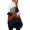 thumbnail image 1 of Chandail à Col Roulé pour Femmes Manches Chauve-Souris Longues Ourlet Asymétrique Pull Décontracté Tricoté, 1 of 5