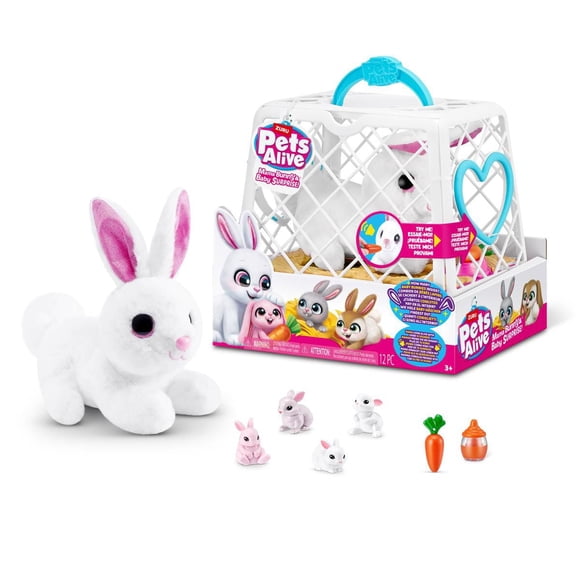 Pets Alive Maman Lapin et Bébé Surprise par ZURU - Coffret de jeu électronique interactif pour enfants de 3 ans et plus