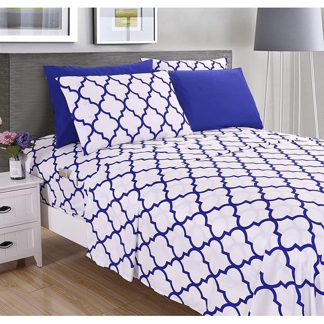 Mocassi 6-Piece Lightweight Super Soft Easy Care Microfiber Bed Sheet Set with 16" Deep Pockets, Full, Royal Blue