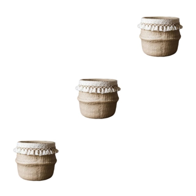 relayinert Hanging Basket Rattan Easy Application For Balcony And Garden Plants Eco-friendly Wickerwork Basket Type 3 3Set