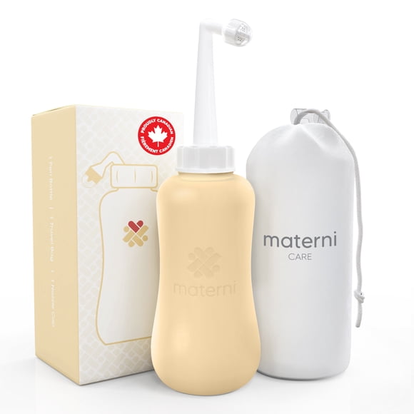 Materni 500 ml (17 oz) Peri Bottle for Postpartum Care | Labour and Delivery Essentials for Soothing Relief from Birth Pains or Hemorrhoids, Perineal Cleansers - 1 Pack