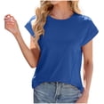 thumbnail image 1 of Plebaso T-Shirts à Manches Courtes pour Femmes, Col Rond, Décontracté, Été, Couleur Unie, Ample, Basique, 1 of 7