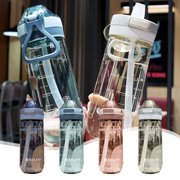 MTBLYS Sports Water Bottle 500Ml 17Oz Large Capacity Leakproof Popup Cap with Straw Bpa-Free Plastic Graduated Flat Spout for Gym Outdoor Office Work