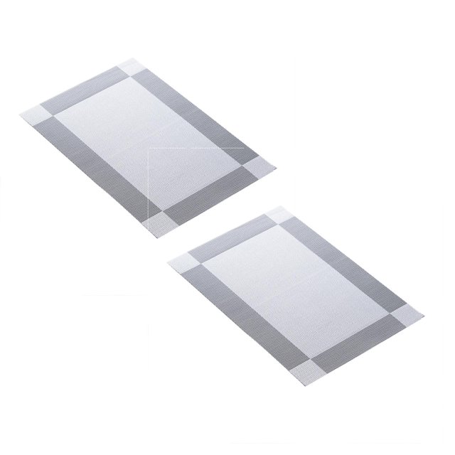 Oleegame 2 Pcs Napperon 4 Pcs Cadre Napperon Occidental Pvc Tapis Isolant Thermique Rectangulaire Simple Napperon de Table Ménage Napperon Sans Rinçage Argent