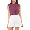 thumbnail image 1 of INSPIRE CHIC Blouse Sans Manches pour Femme, à Volants, Plissée, Blouse CHIC pour le Travail, S Violet Foncé, 1 of 8