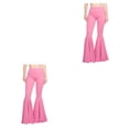 thumbnail image 1 of Maytalsory Pantalon Pattes d'Éléphant Polyvalent en Coton pour Femmes avec Ajustement Extensible Taille Haute Pantalon Pattes d'Éléphant Rose TTG 2Ensemble, 1 of 6