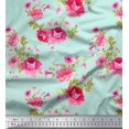 thumbnail image 1 of Soimoi Tissu Voile de Coton Feuilles, Roses et Pivoines Imprimés Floraux au Mètre 56 Pouces de Large, 1 of 3