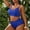 Blue, variant on DPTALR Women's Two-Piece Swimsuits High Waist Rise Swimwear Bottoms Ladies Hot Swimming Bikini Sets