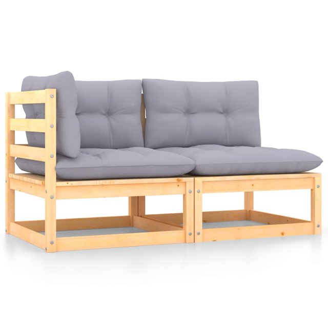 vidaXL 2 Piece Garden Lounge Set with Cushions Solid Wood Pine