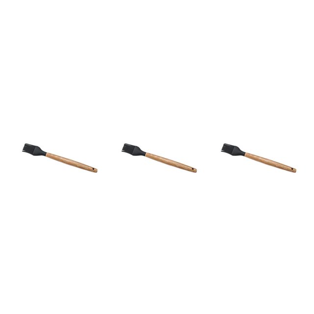 relayinert Kitchenware Wooden Handle Silicone Shovel Spoon Colander Brush Spatula Tool brush 3Set