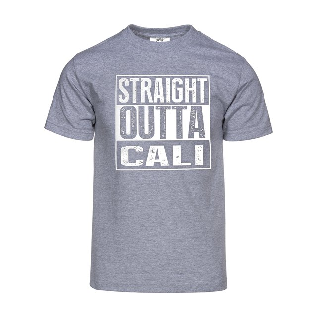 Mens Straight Outta Cali Short-Sleeve T-Shirt - Heather Grey - Large