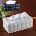 thumbnail image 4 of KAKOWELY Simple PU Tissue Box Paper Towel Holder Desktop Napkin Storage Container for Home Office (Size L, White),9.84"X5.43"X3.74", 4 of 4