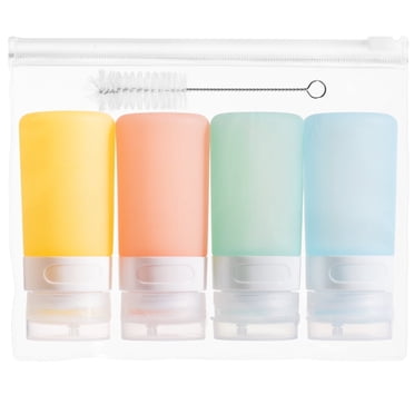 Mrsdry Condiment Squeeze Bottles for Sauces, 2-oz Mini Silicone Salad Dressing Container to Go with Snack Storage Bag, Leakproof Sauce Bottles for Lunch Box, 4 Pack, Candies