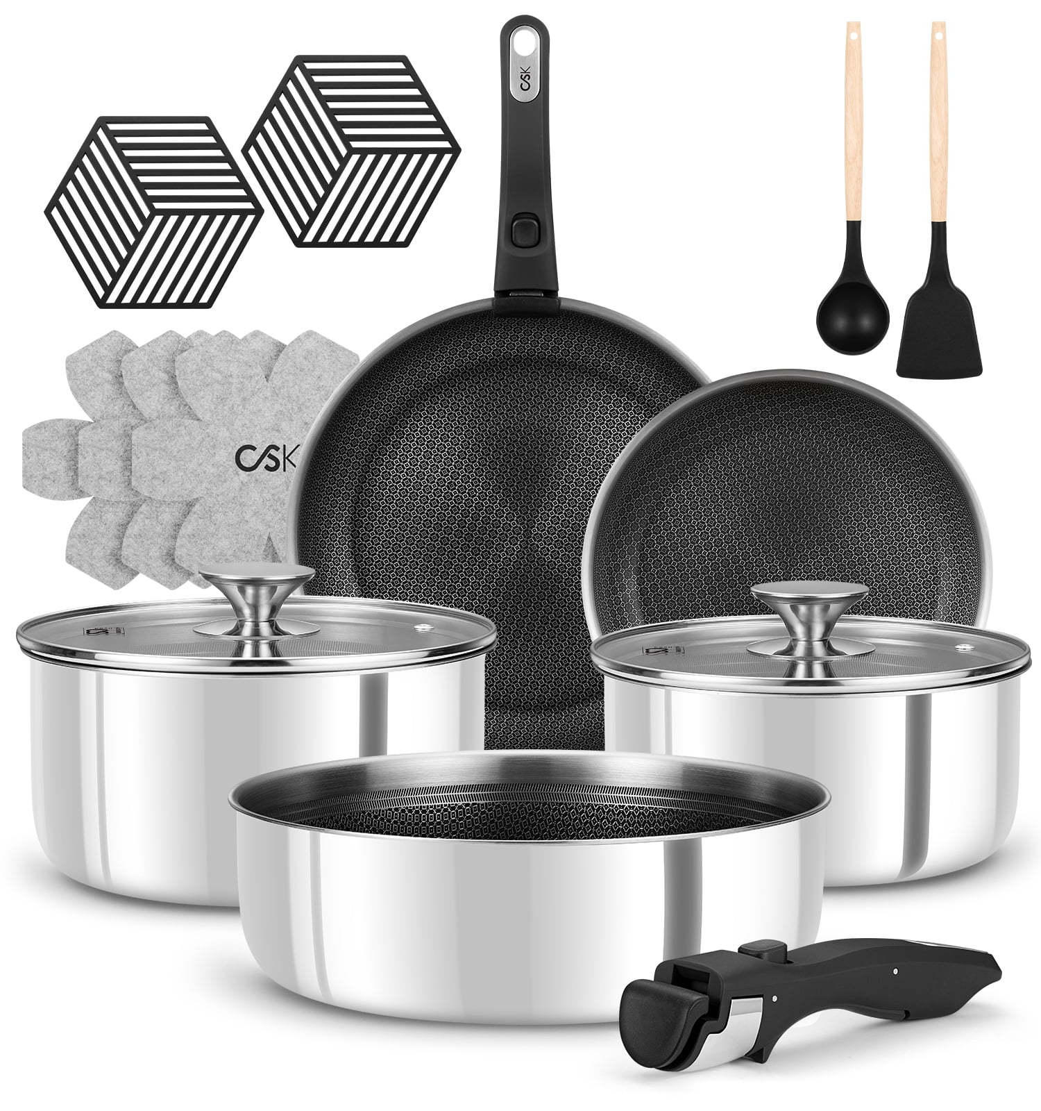 Koch Systeme CS 17-Piece Hybrid Nonstick Stainless Steel Cookware Set ...
