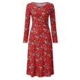 thumbnail image 3 of Robe de Plage Florale pour Femmes Manches Longues Décontractée Vintage Boho, 3 of 7