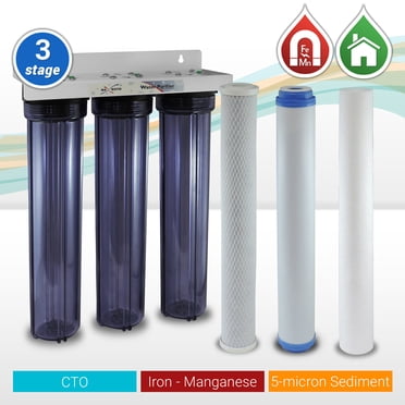 Max Water 3-stage 20"x 2.5" Iron Manganese Whole House Water Filter System