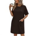 thumbnail image 2 of ShomPort Robe T-Shirt d'Été pour Femme Décontractée à Manches Courtes, Col Rond, Basique, Ample, Mini, avec Poches, 2 of 6