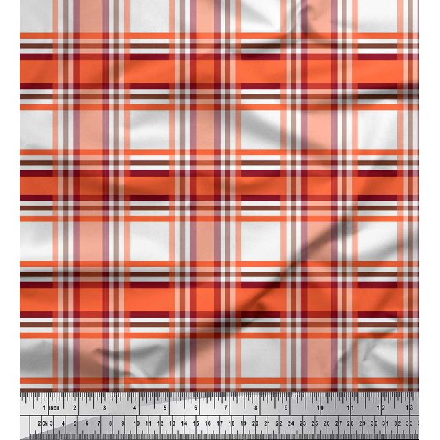 Soimoi Cotton Voile Fabric Gingham Check Decor Fabric Printed Yard 42 Inch Wide